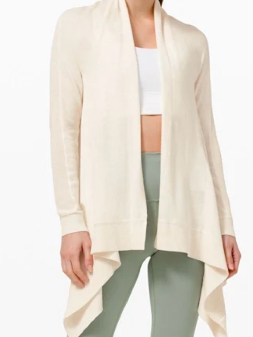 Lululemon Cashlu Knit Wrap Sweater Heathered White Opal
